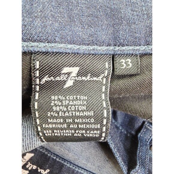 7 For All Mankind Size 33X29 Mens Standard Straight Blue Denim 5 Pocket Jeans - Picture 5 of 11